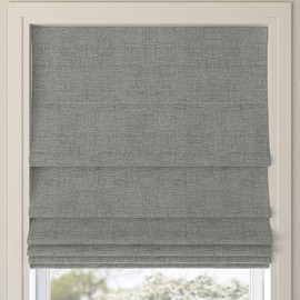 Sun Zero Seraphina Textured Total Blackout Cordless Roman Shade, 31" x 64", Gray