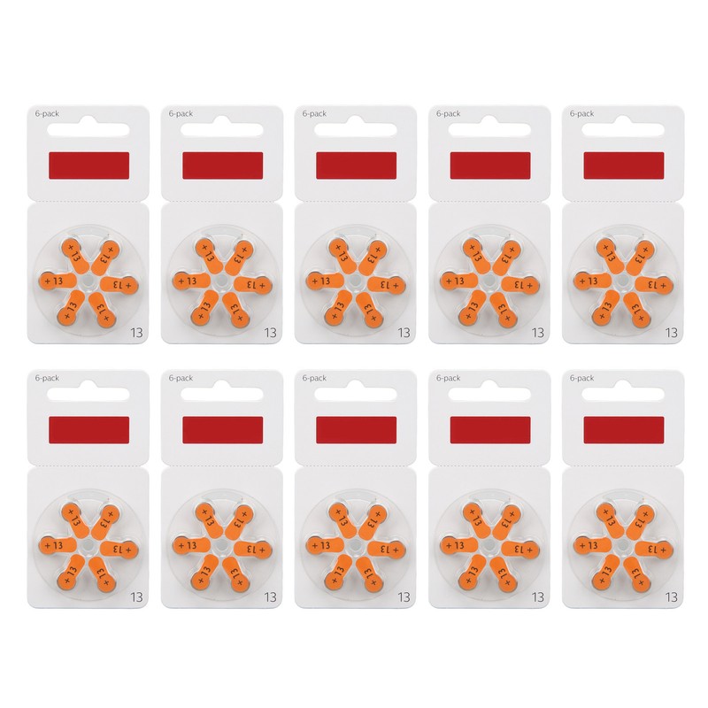 60pcs A13 Hearing Device Battery Zinc Air Lasting Power Sound