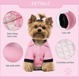 NACOCO Pu Leather Motorcycle Jacket, Dog Puppy Pet Clothes Leather Jacket, Watherproof (Pink,S)