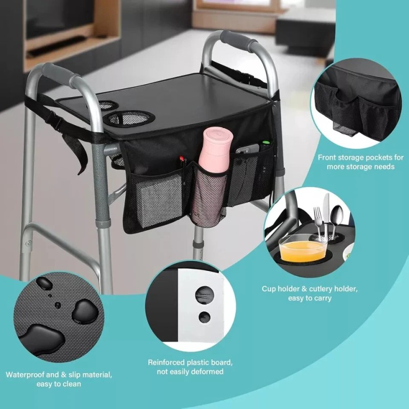 No Brand Walker Tray for Seniors Elderly Disability Folding Rolling