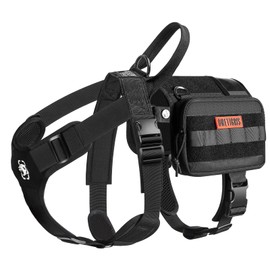 OneTigris Service Dog Vest Harness, Service Dog Cape Guardian Dog Backpack Harness with Pouches Dog Saddle Bag for Small Medium and Large Dogs (Black, Small)