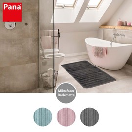PANA® Toilet Mat with Cut-Out (45 x 50 cm) • Toilet Mat with Striped Design • Non-Slip & Machine Washable • Ideal for Bathrooms, Toilets, Guest Toilet, Toilet • Colour: Anthracite