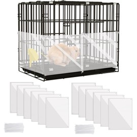 KEYIDE 12 Pcs Urine Guard for Rabbit, Guinea Pig, Ferret - Transparent 12' x 10' Plastic Sided Liner Cage Accessories Prevent Scatter
