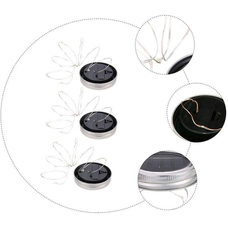 LED Light String 3Pcs Solar Power Yard Mason Lamp Outdoor