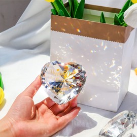 50th Birthday Gifts for Women Mum Crystal Glass Heart Keepsake 50 Years Birthday Presents for Friend, Wife, Mother