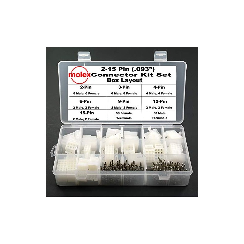 Molex 2-15 Pin ~14.0A~ Connector Kit (155pc ~14-20 AWG)