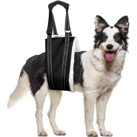 Dog Lift Support Harness Portable Sling for Support to Help Dogs Rear Rehabilitation and Disable Injured Elderly Pet - Helps Dog with Weak Front Or Rear Legs Walk (Black, L)