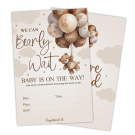 4"x6" Baby Shower Invitations Cards With Envelopes - Set of 25 Double Sides Invites For Baby Shower Party - We Can Bearly Wait - Gender Reveal,Baby Announcement Baby Shower Party Decoration - A04