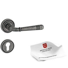 Beschläge Hamburg Door Handles Door Fitting Emily ART 70-07Z DAS PZ — Door Handles with Profile Cylinder Rosettes for Office/Cellar Doors — Door Handle for Interior Doors, Dark Antique Steel