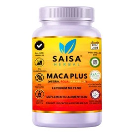 Maca Plus | Maca Negra + Maca Roja + Maca Amarilla | 100 cápsulas | Saisa Herbal | Suplemento Alimenticio