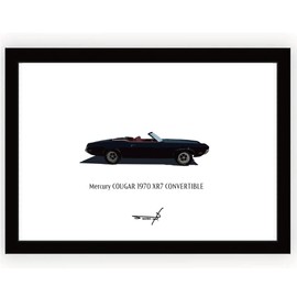 Poster Vintage Car Pop Art American Car A4 Framed Mercury Cougar 1970 Paper Size 297mm x 210mm Black Frame Mercury COUGAR 1970 BLUE