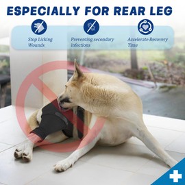 Joypig Dog Rear Leg Sleeve to Stop Licking, Surgical Sleeve for Recovery After TPLO, ACL, Wound Cover for Back Leg, Dog Cone Alternative for Surgery(Right,S,Black)
