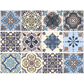 12 Pcs 6x6 Inch Vinyl Wall Tiles Sticker for Home Decor, Self-Adhesive Peel and Stick Backsplash Tile Decals for Kitchen Staircase.Stick on Tile