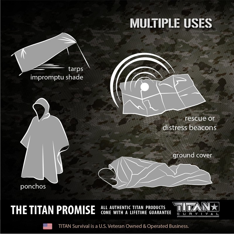 TITAN Survival Mylar Survival Blankets 5 Pack 52” x 82”