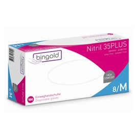 Bingold Nitrile 35PLUS Blue Nitrile Gloves - M / Blue | Pack (100 Gloves)