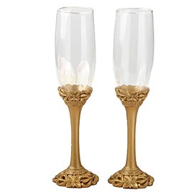 Fashion Craft 2527 Gold Lattice Botanical Collection Flute Set One Size Yellow