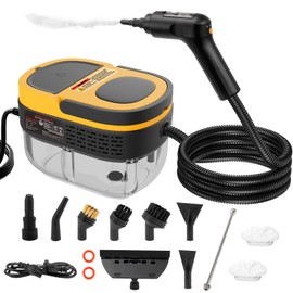 Steam Cleaner - 3-Level Adjustable Handle 15s Heat-Up - Steaming cleaner with 10pcs Accessories - Portable Steam Cleaner for Home for Car, Dirt, Grease, Grout, Tile, Floor, Couch, Furniture-Yellow