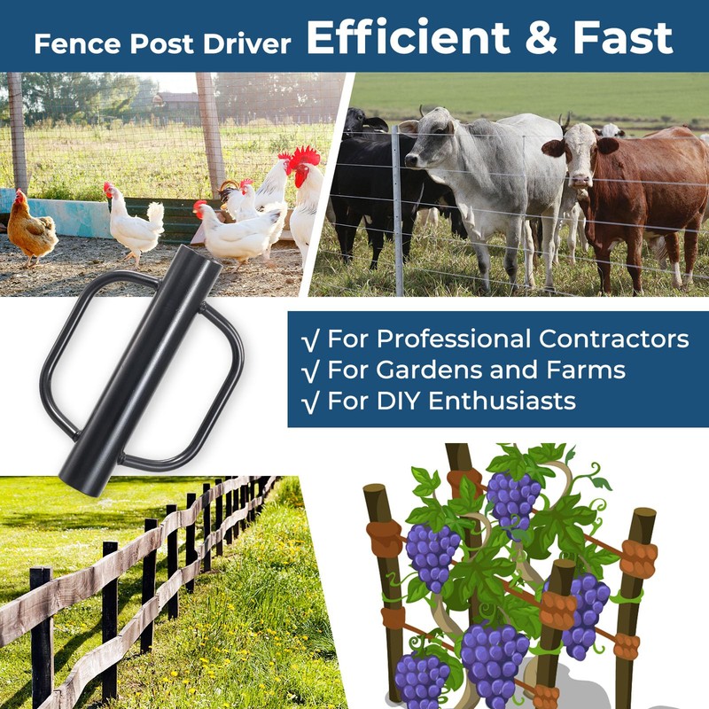 Fence Post Driver, 12LBS Fence Post Driver with Handle, 2.7