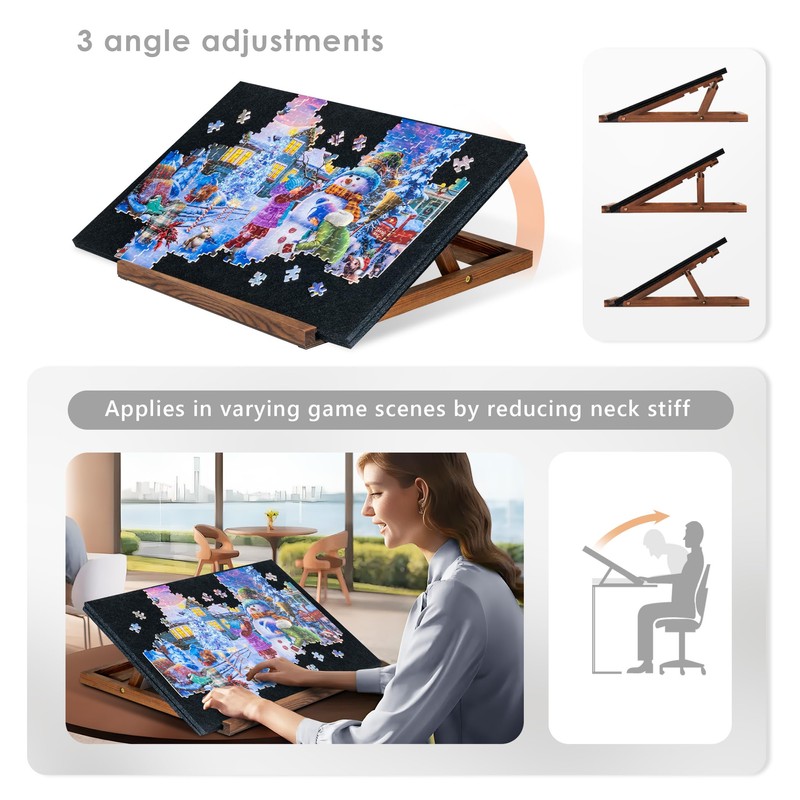 Tektalk Foldable Jigsaw Puzzle Board with 3 angle adjustable Bracket