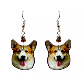 Mia Jewel Shop Corgi Dog Face Earrings Pet Head Animal Graphic Women Cute Breed Puppy Jewelry