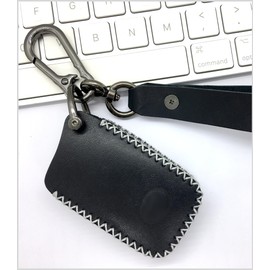 ALEACAR Genuine Leather Key Fob Cover & Key Chain for Lexus (2-4 Buttons, Keyless Go)- Fits RX350, ES350, GX460, IS250, IS300, NX300, GS350 & More (2013-Up) (Black Model A)