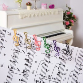 Pack of 60 Music Paper Clips Coloured Music Note Clips Metal Paper Clips Mini Bookmark Clip for Documents Organising, Scrapbooking, Notebook (6 Colours)