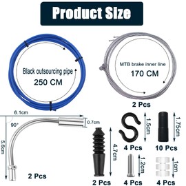 Tsathoggua Bicycle Brake Cable Set - Mountain Bike Inner Brake Cables Housing Kit for Easy Installation (Blue)
