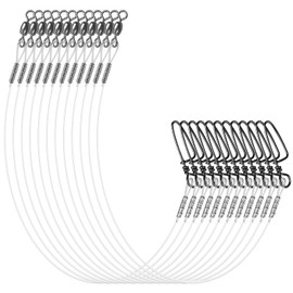 Fishing Leader, 24pcs Nylon Mono Wire Leader with Swivels Snap Fishing Wire Leader Line Connect Tackle Lures Rig or Hooks High Strength Fishing Line for Saltwater Freshwater 20lb