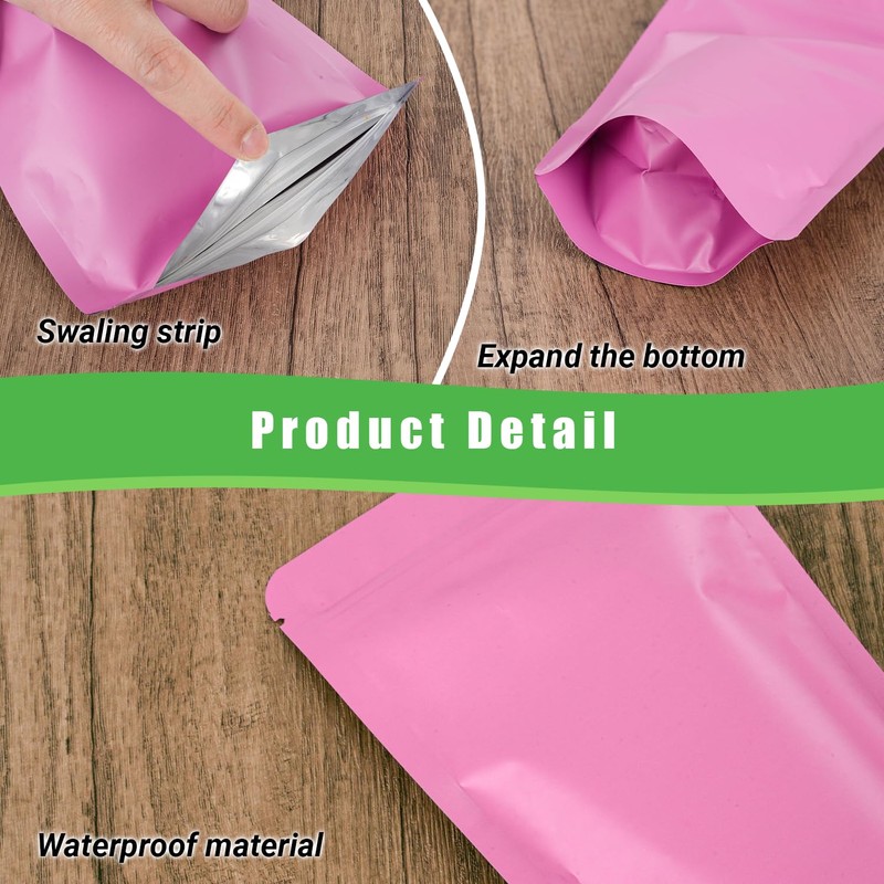 100 Pack Resealable Stand Up Bags,Smell Proof Pouch Sealable Foil