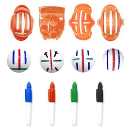 8 Pack Golf Ball Line Marker Tool,Golf Ball Alignment and Identification Tool,4 Golf Ball Liner and 4 Color Pen Markers (Red)