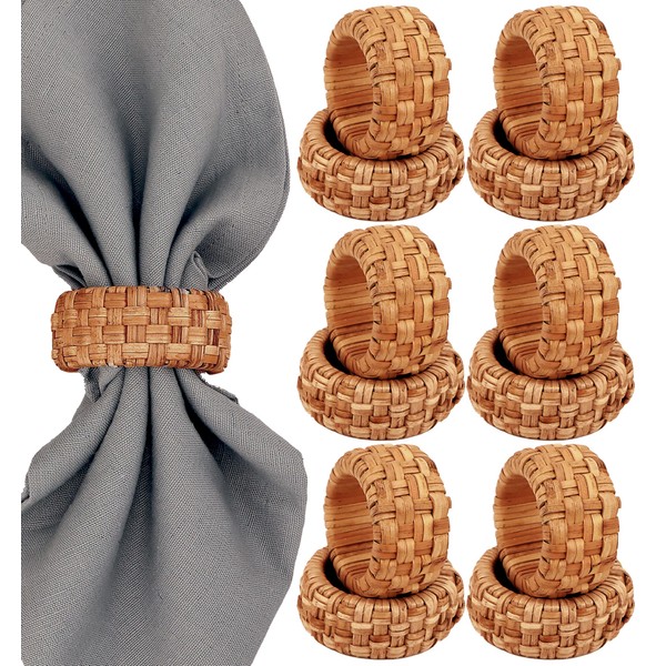 Handwoven Napkin Ring Set of 12 - Cane Napkin Rings,