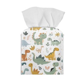 JooMeryer Cartoon Animal Printed Tissue Box Holder Square Tissue Box Cover Leather Tissue Box Cover,Cartoon Dinosaur
