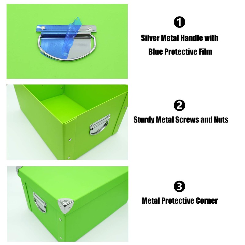 Guozi Collapsible Decorative Storage Box with Lid & Metal Handles