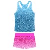 UNIFACO Girls Swimsuits Size 6-7 Blue Glitter Sparkles Tankini Boyshort