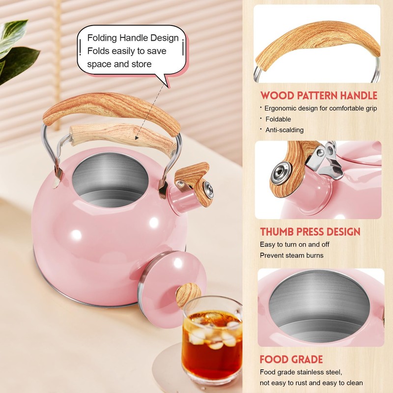GGC Tea Kettle for Stove Top, 85OZ/2.6QT Whistling Tea Kettles