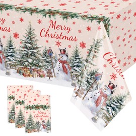 3 Pcs Christmas Snowman Tablecloth Christmas Decorations Xmas Tree Party Supplies for Winter Holiday Themed Party Decorations and Supplies