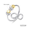 Moonstone/Heart/moon and star Ring925 Sterling Sliver Open Adjustable Beads Rotate
