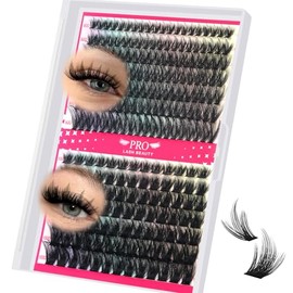 PRO LASHBEAUTY PROLASHBEAUTY Pestaas postizas en racimos, extensiones de pestaas individuales, volumen y grosor, efecto saln (80D100D, mezcla de 8-18)