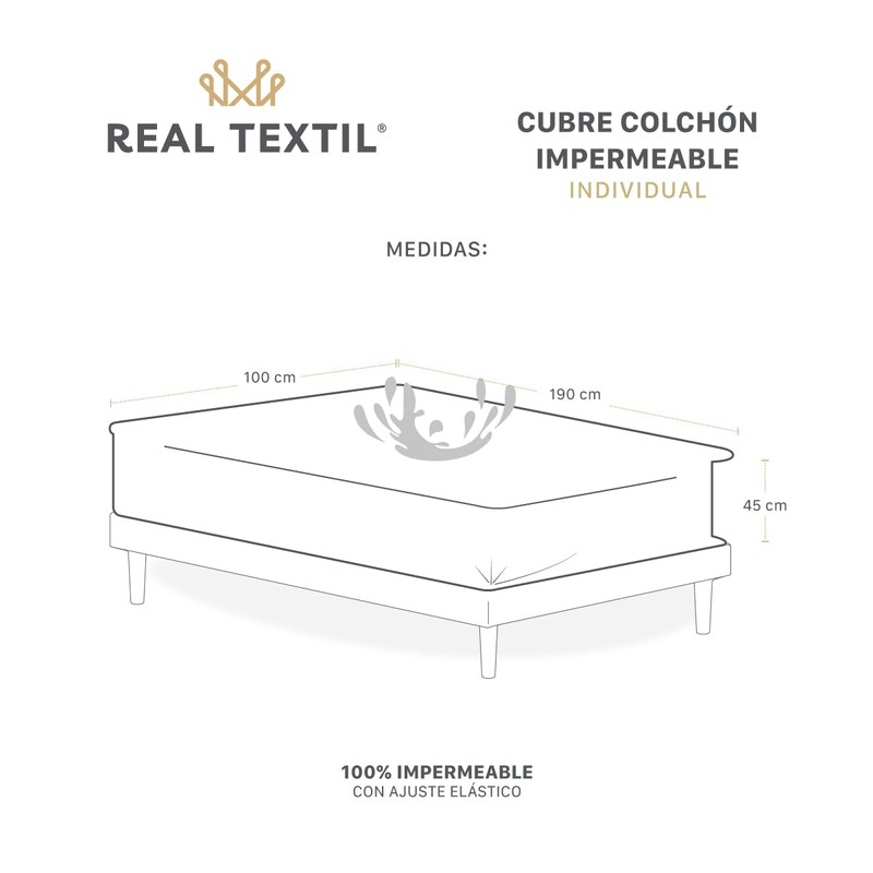 REAL TEXTIL Protector Cubre Colchón 100% Impermeable | Tela Suave