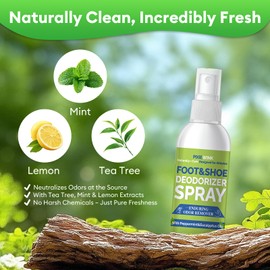 PIXIEWINK Foot & Shoe Deodorizer Spray, 5 fl.oz Instant Odor Eliminator for Smelly Shoes & Feet - Long-Lasting Freshness, 2-Pack