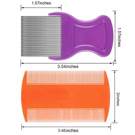 Maitys 8 Pieces Flea Lice Combs Double Sided Lice and Nit Removal Hair Grooming Plastic and Metal Comb for Humans Pets(3.5 x 2 Inch, 3.54 x 1.57 Inch,Orange, Blue, Purple, White)
