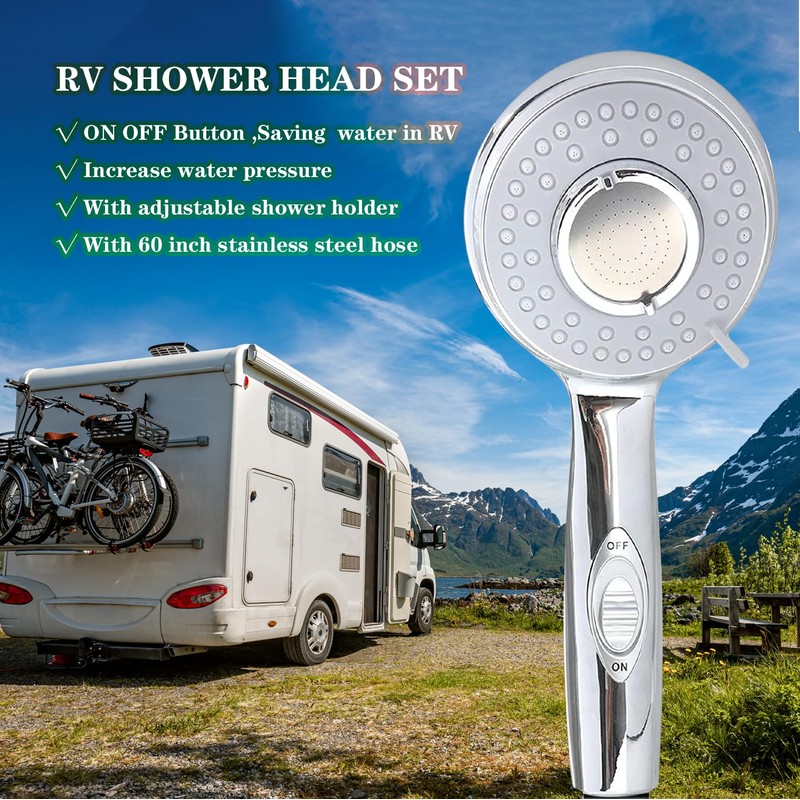 sisiten RV Shower Head with Hose and on off switch