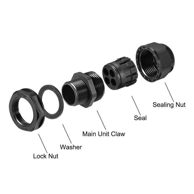 uxcell M25 Cable Gland 4 Holes Waterproof IP68 Nylon Joint