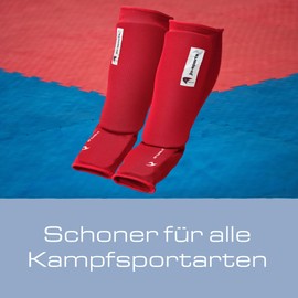 Ju-Sports - Instep Shin Pads, Red, Cotton, Pads for Many Martial Arts, Stretch & Washable Instep Guards & Shin Guards, Size XS