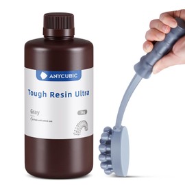 ANYCUBIC Ultra Tough Resin, 3D Printer Resin with Strong Impact Resistance and High Flexibility, Suitable for Direct Use or as an Additive, Wide Compatible for LCD Resin 3D Printers (Grey, 1kg)