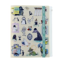 Sun-Star Stationery S2176602 Moomin Goods, Clear File, Multi-functional, Elastic Band, 5 Pockets + Zipper, Moomin Friends