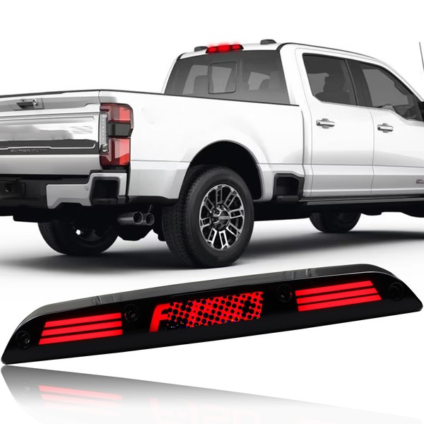 KEEGTBOX High Mount Stop Lights LED Third Brake Light Compatible with 2015-2020 Ford F150/2017-2023 F250 F350/2017-2021 F450 Rear LED 3rd Brake Lamp (Smoke)