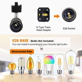 Hiiglxii E26 Track Light Heads H Type Track Lighting Heads Direction Adjustable LED Track Lights Fixture Dimmable for Kitchen, Retro Vintage Style, Bulbs Not Included - Pack of 4(Pear Black)