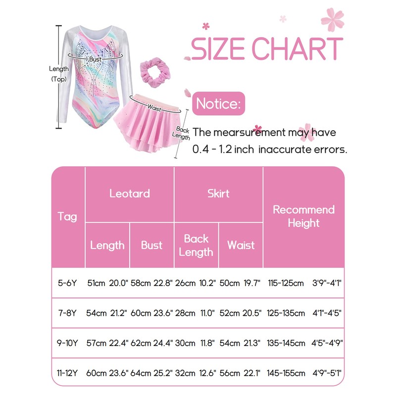 KEOYA Leotards for Girls Gymnastics Long Sleeve Sparkly Dance with