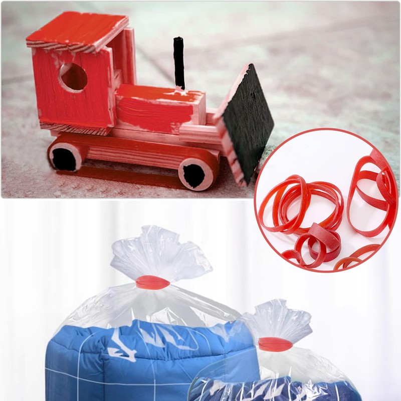 Pack of 150 Rubber Bands, Red Rubber Rings, Natural Rubber,